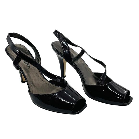 CIRCA JOAN & DAVID Wine Patent Leather Sandals Slingback Stiletto Heels 9.5 - Picture 1 of 12